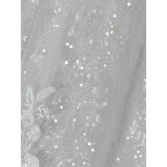 NWOT Ivory Illusion Neckline Plunge A-Line Floral Lace Wedding Gown - Morilee - Picture 9 of 12